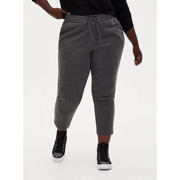 torrid Pants - Torrid Grey Herringbone Drawstring Pull-on Trouser - Size 2